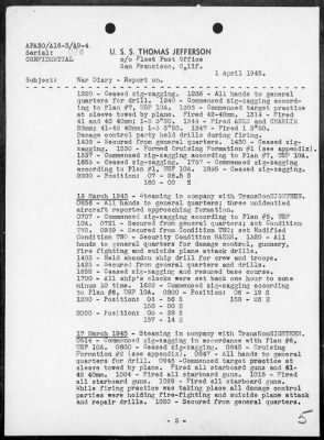 USS THOMAS JEFFERSON > War Diary, 3/1-31/45