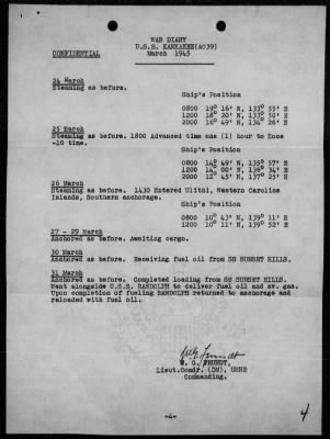 USS KNKAKEE > War Diary, 3/1-31/45