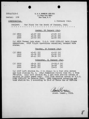 Thumbnail for USS TOMICH > War Diary, 1/1/45 to 2/28/45