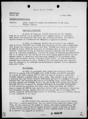 Thumbnail for USS PRINGLE > Rep of ops in support of the invasion & occupation of Iwo Jima, Bonin Is, 2/17/45 - 3/1/45, including AA act on 2/23/45