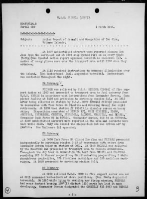 Thumbnail for USS PRINGLE > Rep of ops in support of the invasion & occupation of Iwo Jima, Bonin Is, 2/17/45 - 3/1/45, including AA act on 2/23/45