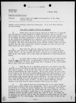 Thumbnail for USS PRINGLE > Rep of ops in support of the invasion & occupation of Iwo Jima, Bonin Is, 2/17/45 - 3/1/45, including AA act on 2/23/45