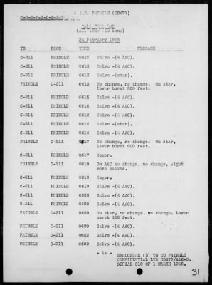 Thumbnail for USS PRINGLE > Rep of ops in support of the invasion & occupation of Iwo Jima, Bonin Is, 2/17/45 - 3/1/45, including AA act on 2/23/45