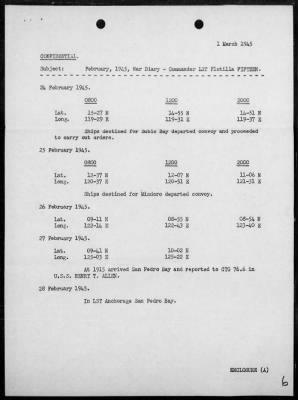 COM LST FLOT 15 > War Diary, 2/1-28/45