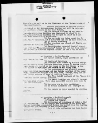 Thumbnail for Activity Reports > Six Months Summary Report On Monuments Fine Arts + Archives Office Of Military Government - Berlin District January 1945