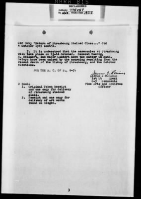 Thumbnail for Activity Reports > Monthly Report On Monuments Fine Arts and Archives Western Military District - Seventh United States Army October (Greater Hesse) 1945