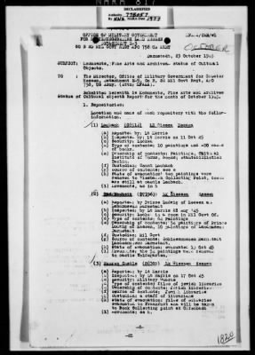 Thumbnail for Activity Reports > Monthly Report On Monuments Fine Arts and Archives Western Military District - Seventh United States Army October (Greater Hesse) 1945