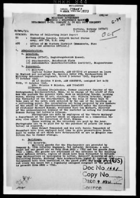 Thumbnail for Activity Reports > Monthly Report On Monuments Fine Arts and Archives Western Military District - Seventh United States Army October (Greater Hesse) 1945