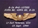 319thBG,439thBS, Lt Earl Peterson, PILOT was shot-down, KIA 23 Sept.'44