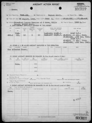 Thumbnail for VMSB-231 > ACA reps nos 141-142 - Dive bombing targets on Mille Is, Marshalls 8/26/44