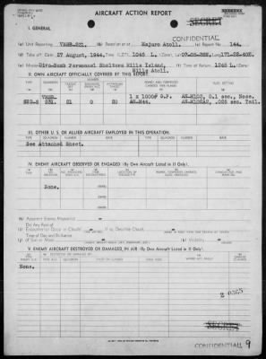 Thumbnail for VMSB-231 > ACA reps nos 143-144 - Dive bombing targets on islands of Jaluit Atoll & on Mille Is, Marshalls 8/27/44