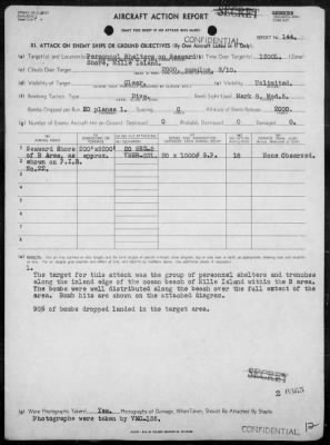 Thumbnail for VMSB-231 > ACA reps nos 143-144 - Dive bombing targets on islands of Jaluit Atoll & on Mille Is, Marshalls 8/27/44