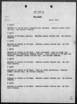 Thumbnail for USS LSM-21 > War Diary, 4/1-30/45