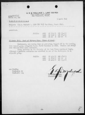 USS WALLACE L LIND > War Diary, 3/1-31/45