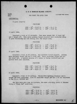 USS MARCUS ISLAND > War Diary, 4/1-30/45