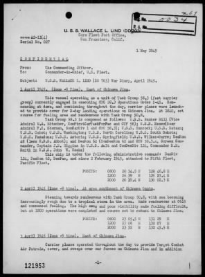 USS WALLACE L LIND > War Diary, 4/1-30/1945