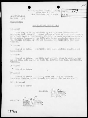 USS CHARLES CARROLL > War Diary, 8/13/42 - 9/30/42