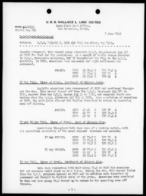 USS WALLACE L LIND > War Diary, 5/1-31/45