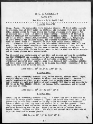 USS CROSLEY > War Diary, 4/1-30/45