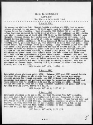 USS CROSLEY > War Diary, 4/1-30/45