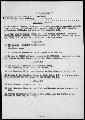 USS CROSLEY > War Diary, 7/1-31/45