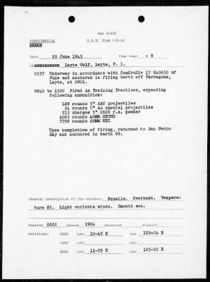 USS GUAM > War Diary, 6/1-30/45