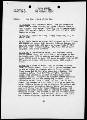 USS LSM-217 > War Diary, 7/1-31/45