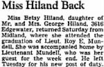 9 Sept.1942, Miss Betsy Hiland guest of Lt Roy Mundell