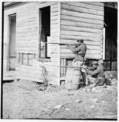 Thumbnail for 1214 - Dutch Gap, Virginia. Picket station of Colored troops near Dutch Gap canal