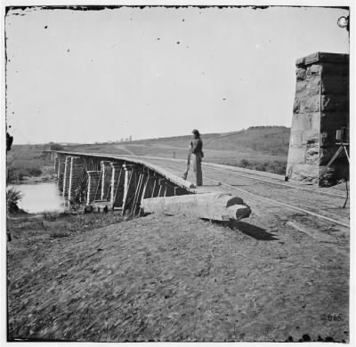 Thumbnail for 1281 - Knoxville, Tenn., vicinity. Bridge at Strawberry Plains, 20 miles northeast of Knoxville; camera on tripod at right