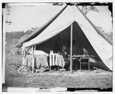 1310 - Antietam, Md. President Lincoln and Gen. George B. McClellan in the general's tent; another view