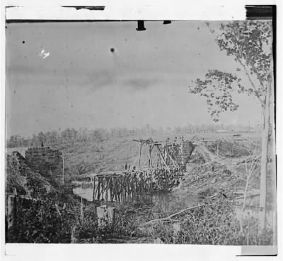 Thumbnail for 1346 - Catlett's Station, Va., vicinity. Federal soldiers rebuilding the Orange & Alexandria Railroad bridge over Cedar Run