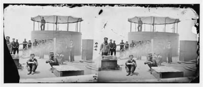 1367 - James River, Va. Sailors on deck of U.S.S. Monitor; cookstove at left