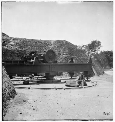 1632 - Charleston, South Carolina. Wrecked carriage of Blakely gun on Battery