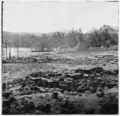 1684 - Richmond, Virginia. Stacked and scattered ammunition near the State Arsenal