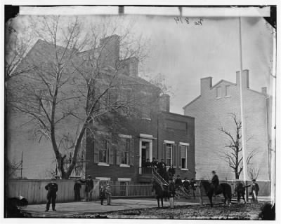 2131 - Washington, D.C. Col. Benjamin F. Fisher and staff on steps of Signal Corps headquarters, 1816 F St., NW