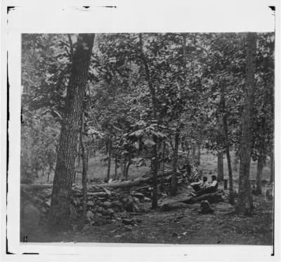 2163 - Gettysburg, Pennsylvania. Federal breastworks in the wods on Culp's Hill