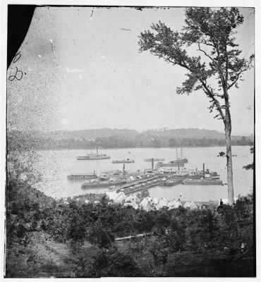 225 - Belle Plain Landing, Virginia. View of camp and transports. (Lower landing). [Photo taken near Bull Bluff?]