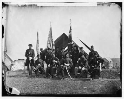 Thumbnail for 2422 - Portrait of Capt. William H. Terwilliger, officer of the Federal Army, and officers, Company A, 63d New York Infantry, vicinity of Washington, D.C.