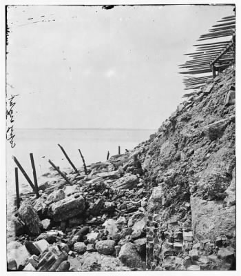 Thumbnail for 2529 - Charleston, South Carolina. Exterior view of Fort Sumter showing result of bombardment from August 17 to September 23, 1863 and chevaux-de-frise for protection against assault