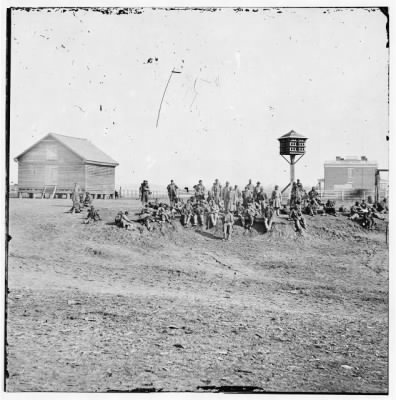 2671 - Aiken's Landing, Va. African-American soldiers resting near the Aiken house, view looking toward the house