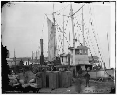 2748 - Aquia Creek Landing, Va. Wharf with transport and supplies
