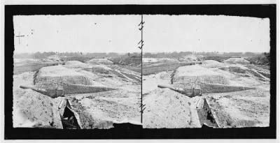 2838 - Dutch Gap Canal, James River, Virginia. Confederate Battery Brooke on James River above Dutch Gap Canal