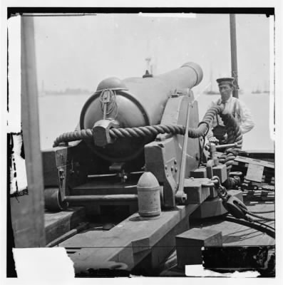 2848 - James River, Virginia. 100 pdr. gun on Confederate gunboat TEASER captured on July 4, 1862 by U.S.S. MARATANZA