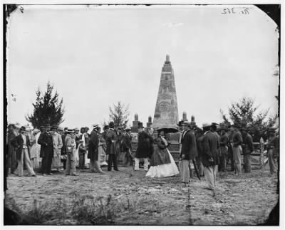2894 - Bull Run, Va. Dedication of the battle monument; Judge Abram B. Olin of the District of Columbia Supreme Court, who delivered the address, stands by the rail