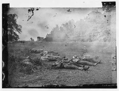 Thumbnail for 3136 - Gettysburg, Pa. Confederate dead at the edge of the Rose woods, July 5, 1863