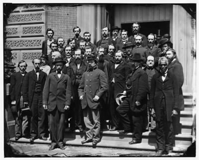 3287 - Washington, District of Columbia. Group on steps of Quartermaster General's office, Corocoran's Building, 17th Street and Pennsylvania