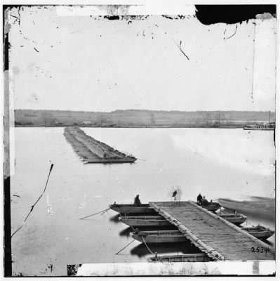 3296 - Jones' Landing, Virginia (vicinity). Pontoon bridge (open for steamers) across the James River