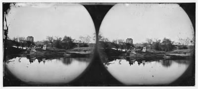 3304 - Richmond, Virginia. Ruins of Richmond & Petersburg railroad bridge from island in James River