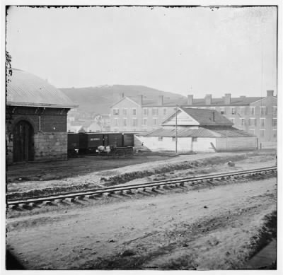3377 - Chattanooga, Tennessee. Adams Express office, the Crutchfield house with Cameron Hill in the distance